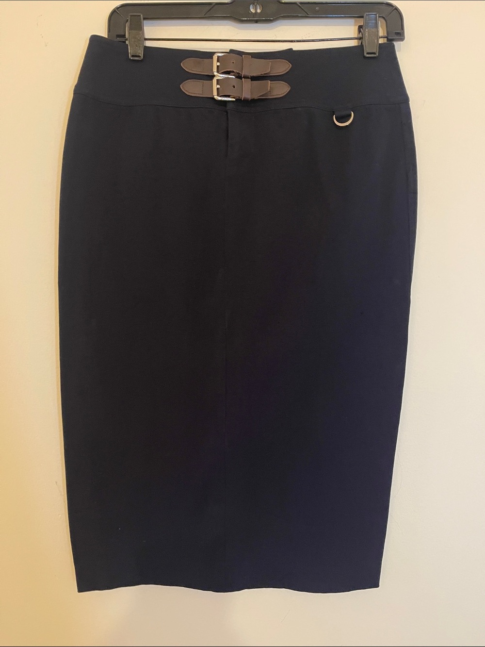 Ralph Lauren Women's Pencil Skirt with horse bit leather Buckle Detail stretch 2